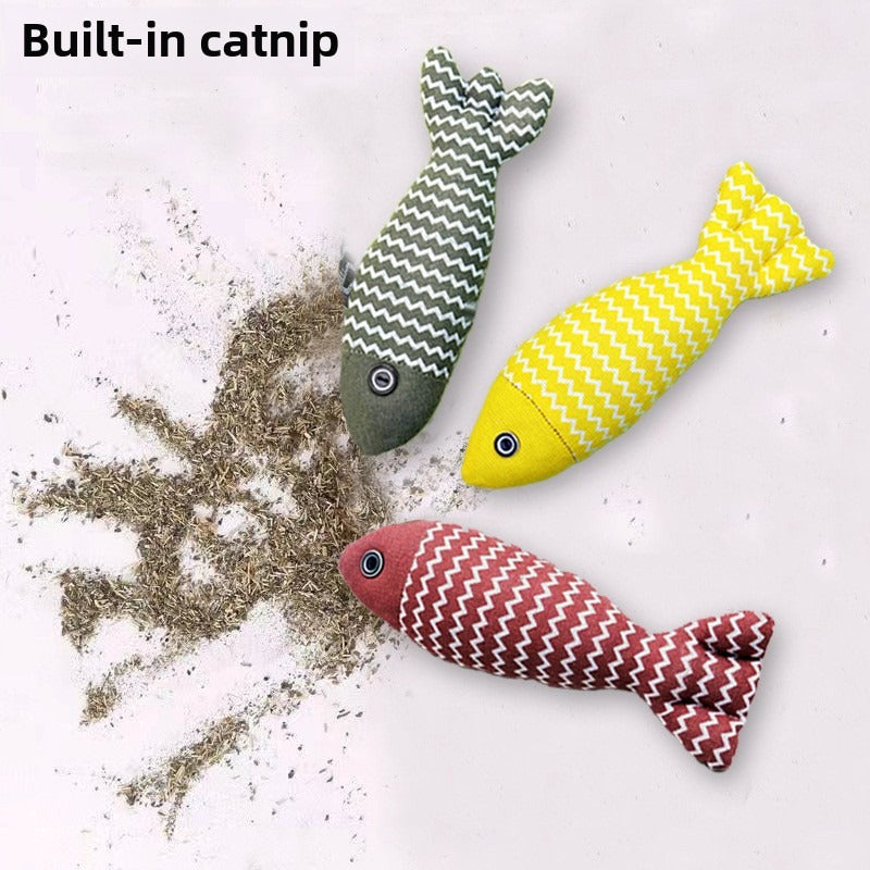 Pet Mint Fish Toy - Three Colors Are Randomly Issued, Shovel Officials Must Enter, Pet Mint Fish Toys, Suitable For Cats Of All Ages