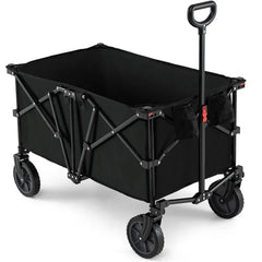 Black 400 Lbs Heavy-Duty Collapsible Wagon Cart With All-Terrain Wheels, 180L Capacity Folding Utility Cart For Camping Shopping
