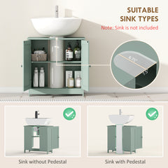 Bathroom Vanity Cabinet, Under Sink Bathroom Cabinet with 2 Doors and Adjustable Shelf, Dark Green