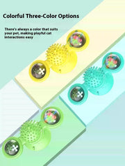 Interactive Windmill Cat Toy With LED Light Ball, Suction Cup, And Catnip Indoor Cat Exercise And Entertainment Set.