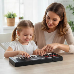 Black 37 Keys Kids Electronic Keyboard With Microphone, 8 Tones & 8 Rhythms Piano Toy For Ages 3+