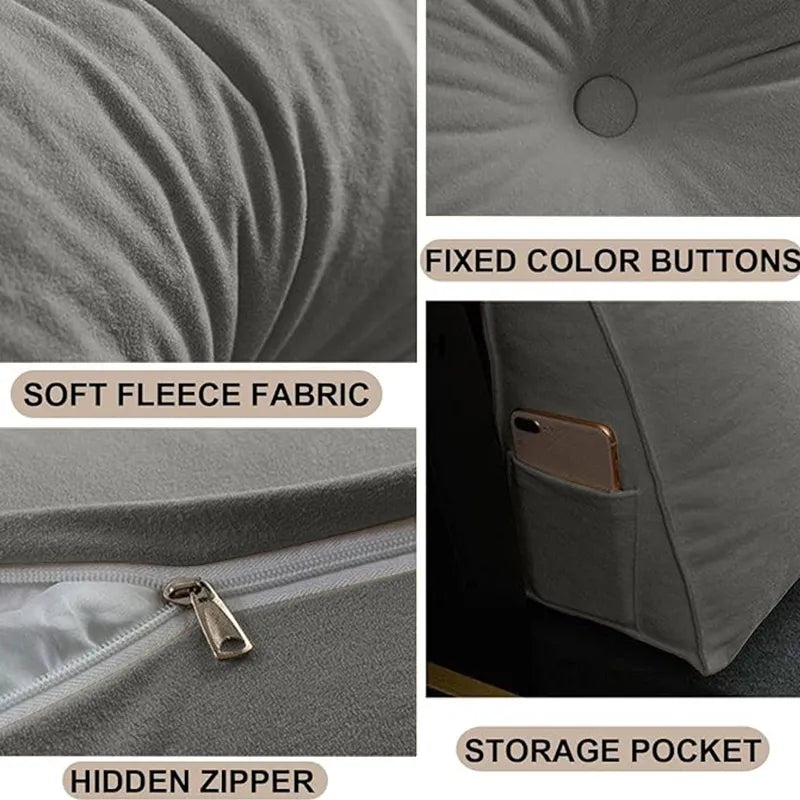 Triangle Reading Cushion With A Button-grey