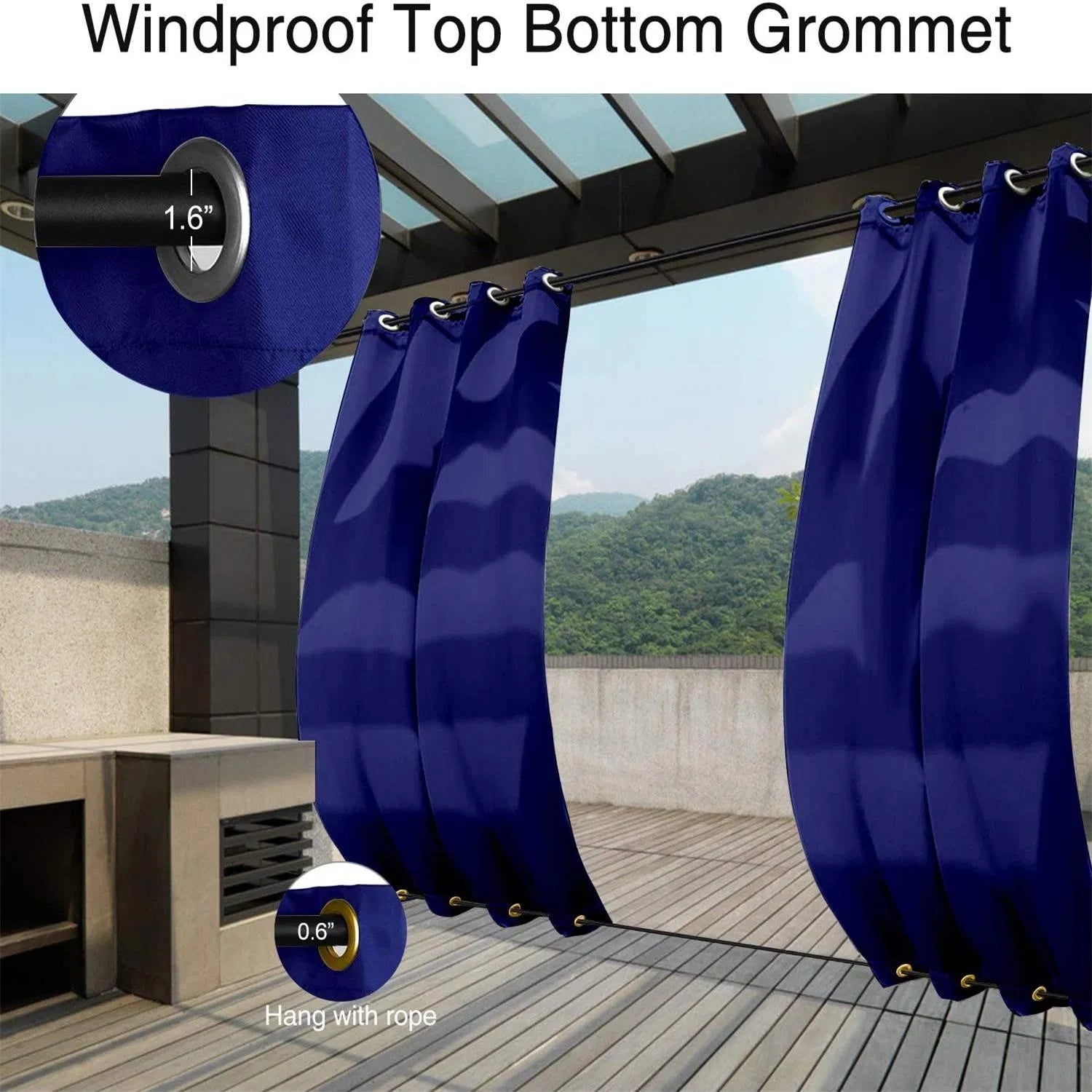 Indoor Outdoor Curtains Grommet Curtain On Top And Bottom 1 Panel