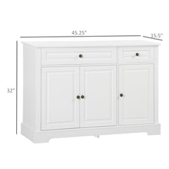 Sideboard Buffet Cabinet, Modern Accent Cabinet with 2 Drawers and Adjustable Shelves, Entryway Cabinet, White