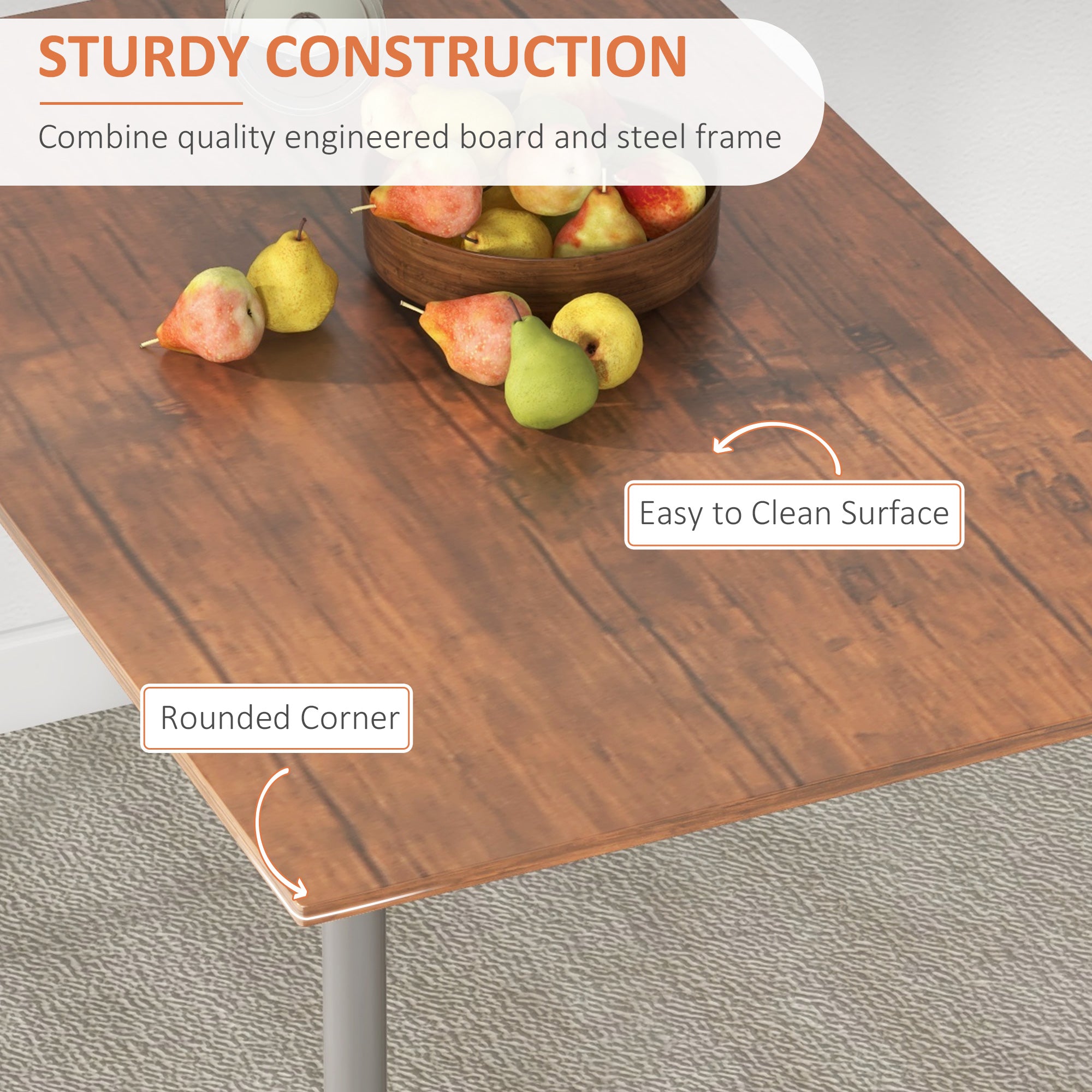 Modern Dining Table Set for 4, 5-Piece Kitchen Table Set, Rectangular Dining Table and 4 Chairs for Small Space, Dinette, Breakfast Nook, Brown
