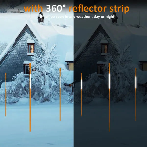 50PC Hollow Snow Pole With High Visibility Reflective Design, Suitable For Road/House/Driveway Snow Removal Indication