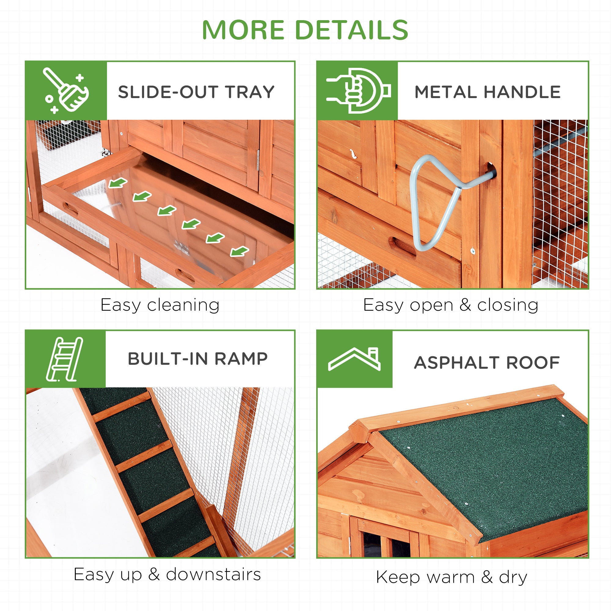 124" Dual Chicken Coop Wooden Large Chicken House Rabbit Hutch Hen Poultry Cage Backyard with Outdoor Ramps and Nesting Boxes