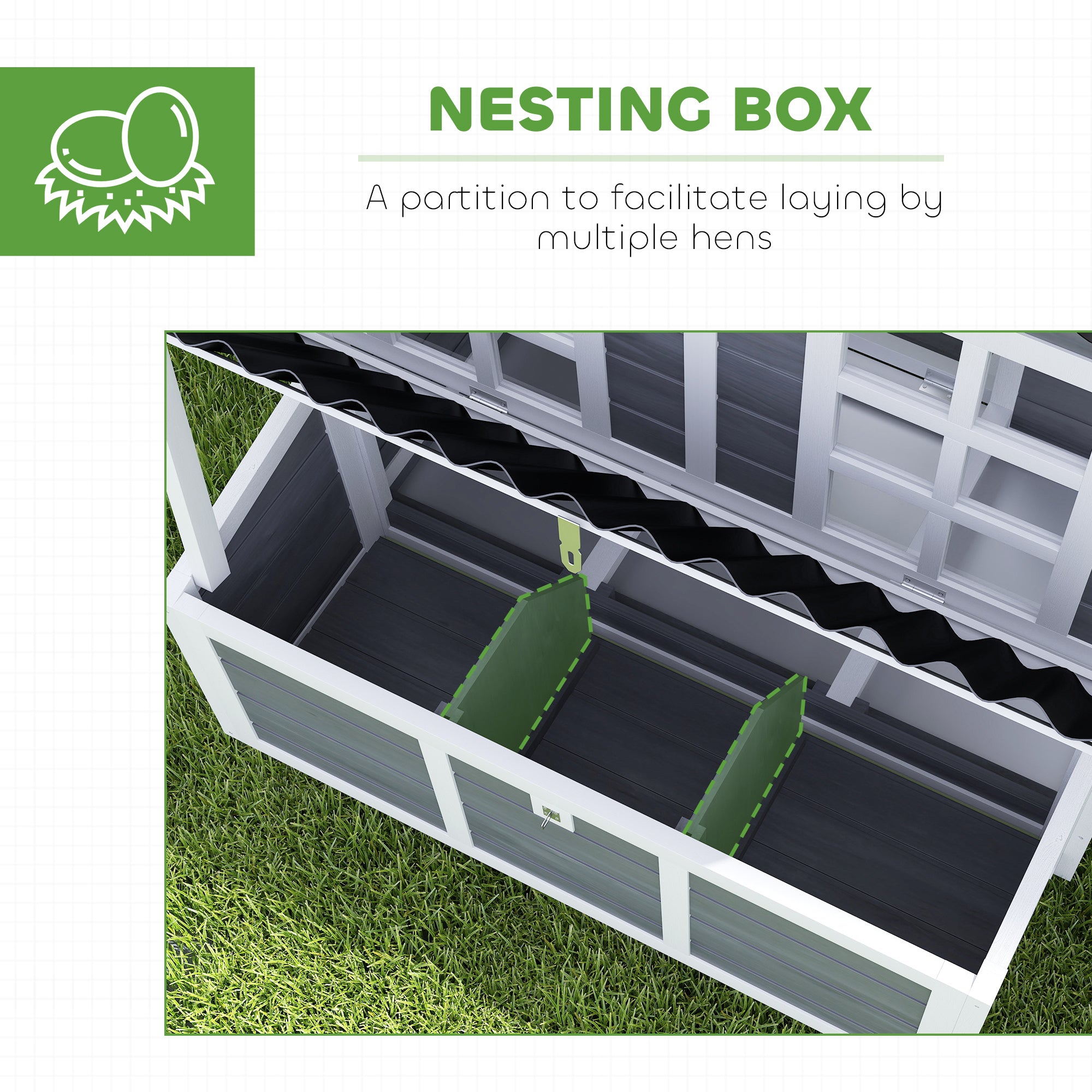 Wooden Chicken Coop with Nesting Box, Pull-Out Tray, Waterproof Roof, 39" Chicken House for 4-6 Chickens, Rabbits