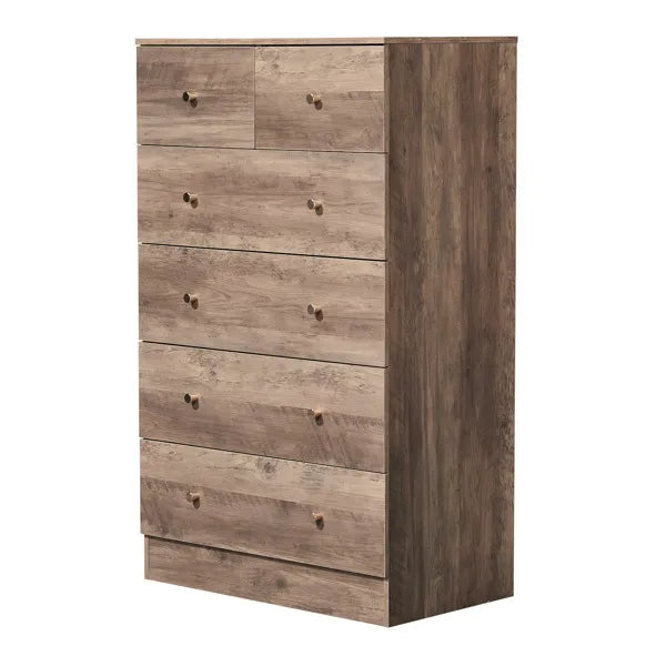 R279-9 Gray Particleboard With Textured Melamine Finish, 66*40*111cm, 4+2 Drawer Cabinet, Matte Gold Handles