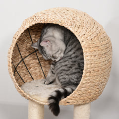 Cat Tree with Sisal Scratching Post Condo and Hanging Rope 39" H, Beige