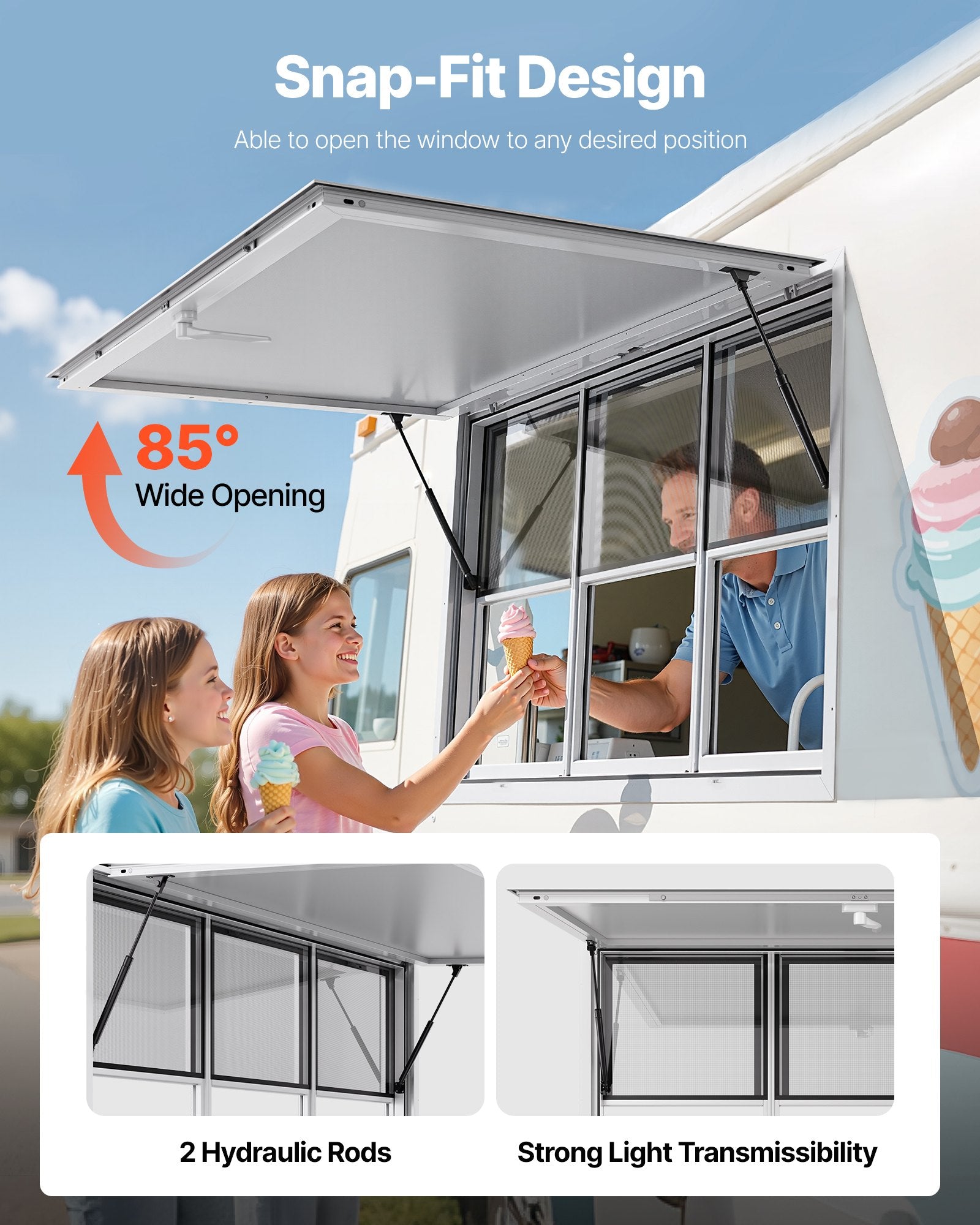 60x36in Concession Stand Serving Window Food Truck Service Awning Aluminum Alloy
