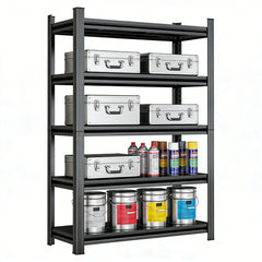 5 Tier Storage Shelves, 2200LBS Adjustable Metal Shelving Unit, Black, Needs Assembly