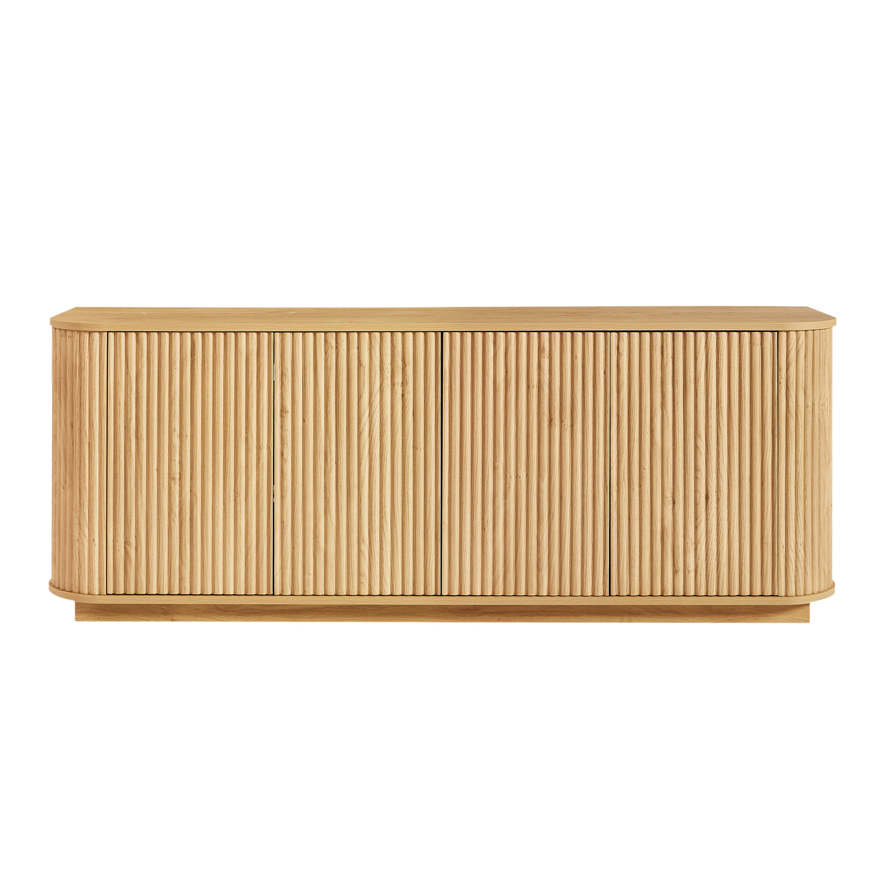 Sideboard Storage Cabinet TV Stand With Wave Pattern Buffet Cabinet Wooden Vertical Striped Cabinet For Kitchen Bedroom Entryway. Natural, 64W X 15D X 24H.