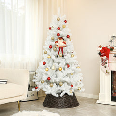 6ft Unlit Artificial White Christmas Tree, Holiday Décor with 1000 Branch Tips, Auto Open and Steel Base