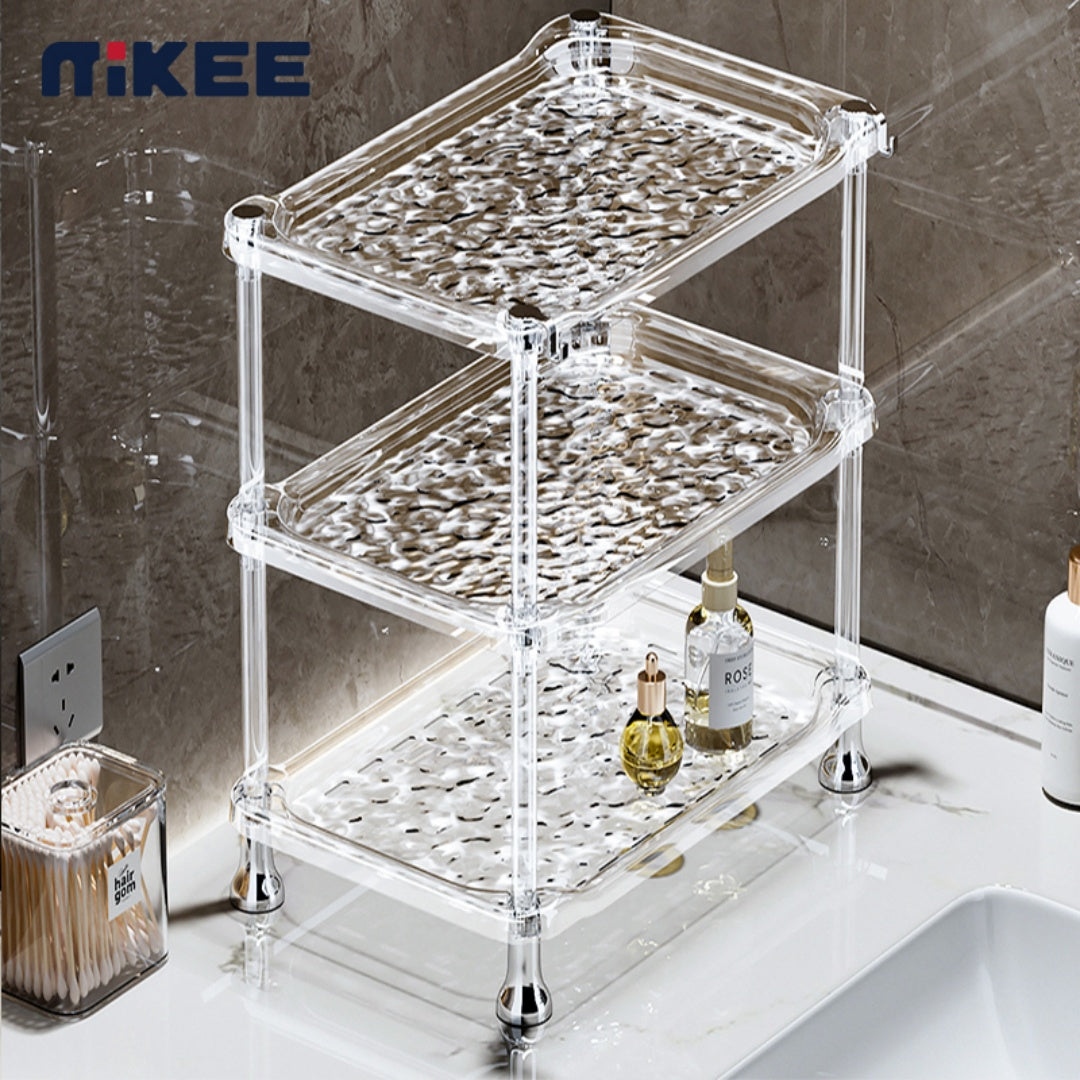 3-layer Bathroom Water Ripple Transparent Shelf