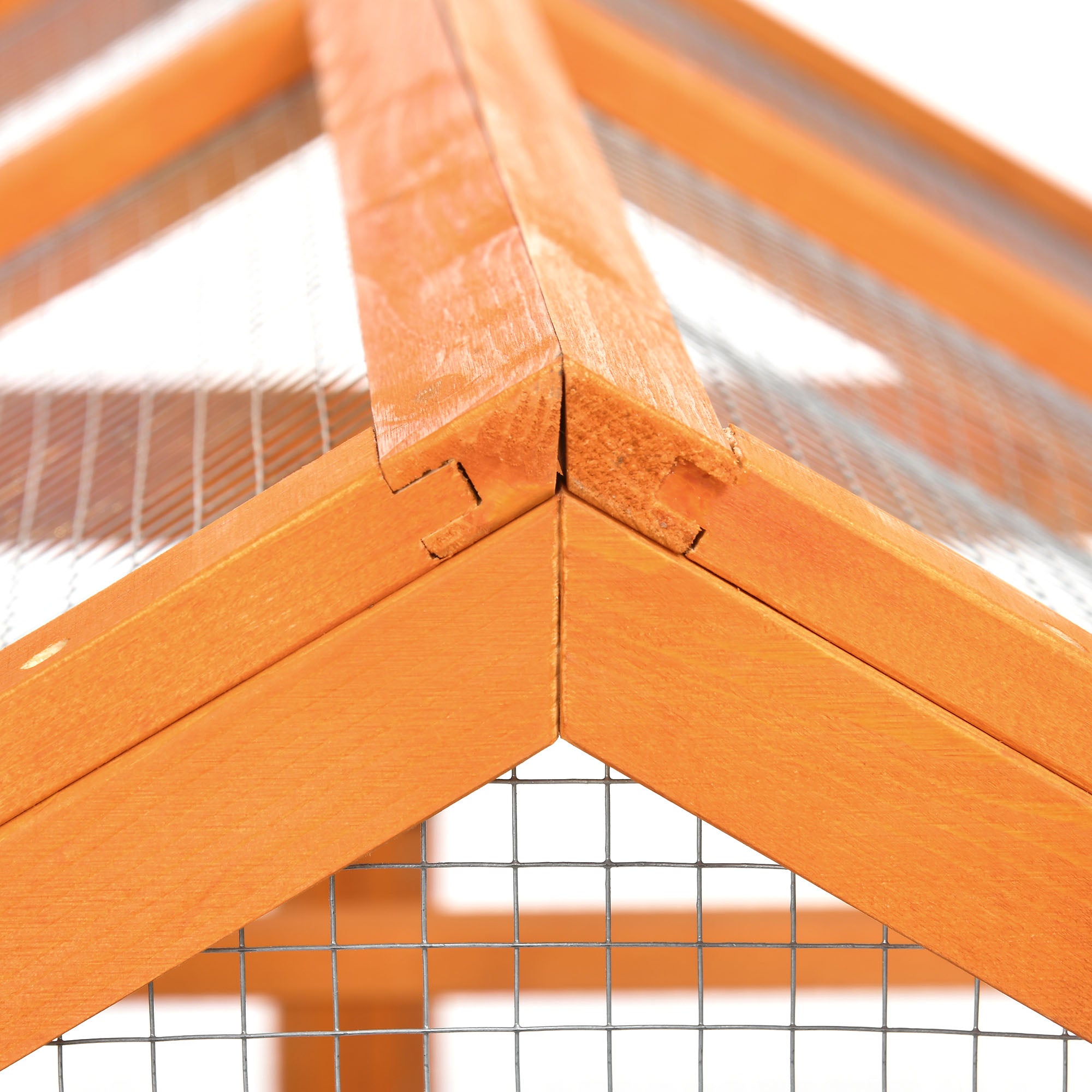Wooden Chicken Run, Combinable Design with Perches, 4.6' x 2.8', Orange