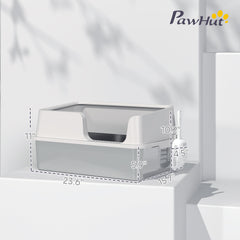 Stainless Steel Litter Box with High Side, Scoop, Easy Cleaning & Anti-Urine Leakage, for Big Cats, Light Gray