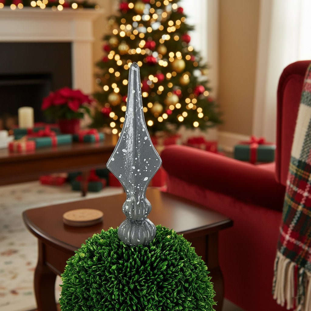 Artificial Tree Boxwood Topiary Two-Tier Natural Spheres D7x26.5in Artificial Plant Metal Stand Home Office Decor