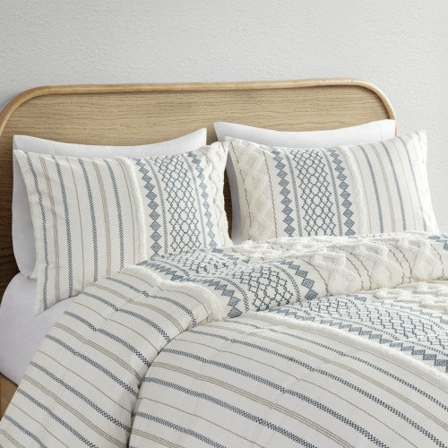 Full Queen Cotton Printed Duvet Cover Set With Chenille