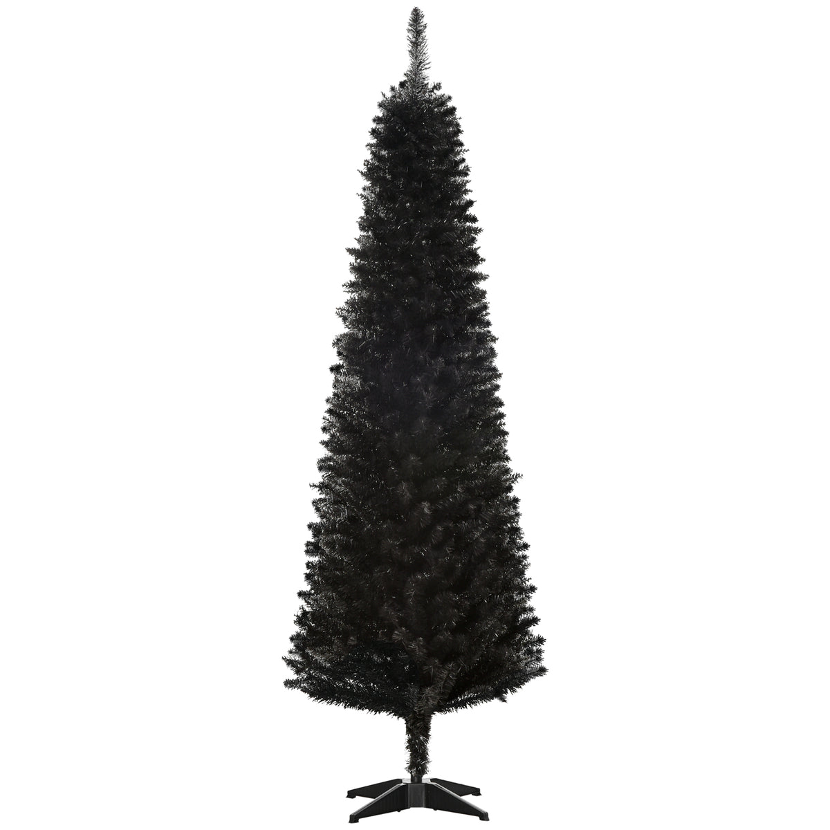6' Artificial Pencil Christmas Tree, Slim Xmas Tree with 390 Realistic Branch Tips and Plastic Stand, Black