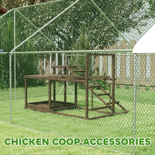 Wooden Chicken Activity Play Set With Perch, Swing, Ladder, Platforms, Feeder Storage, Coffee