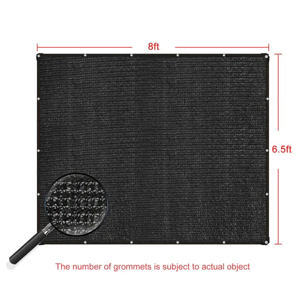 6ft*8.5ft Heavyweight Black Sunshade Net With Snap-on Design For Sun Protection, Windproofing, And Patio/balcony Shading.