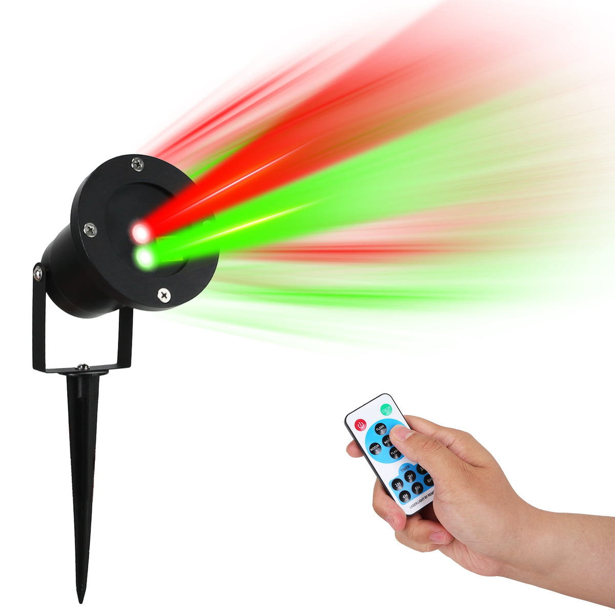 1Pc Outdoor Laser Projector Light Red And Green Projection Light With 3 Modes 12 Speeds 6Hrs Timer IP44 Waterproof Firefly Landscape Light For Christmas Halloween Holiday New Year