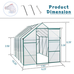 No Provide Self Pick-up 6X10FT Polycarbonate Greenhouse Raised Base And Anchor Aluminum Heavy Duty Walk-in Greenhouses For Outdoor Backyard In All Season