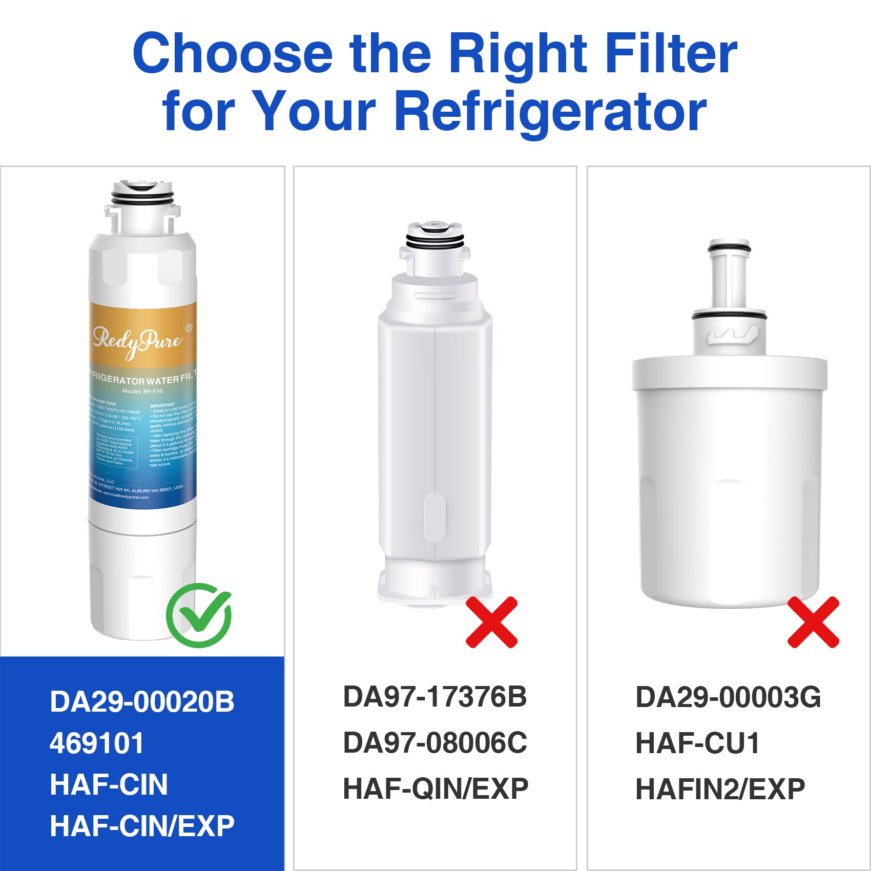 6 Pack Refrigerator Water Filter Replacement For Water Filter HAF-CIN EXP, DA29-00020B, HAF-CIN, DA29-00020B-1, RF28HMEDBSR, RF263BEAESR, RS25J500DSR, RF263TEAESG, HDX FMS-2, DA97-08006A-1
