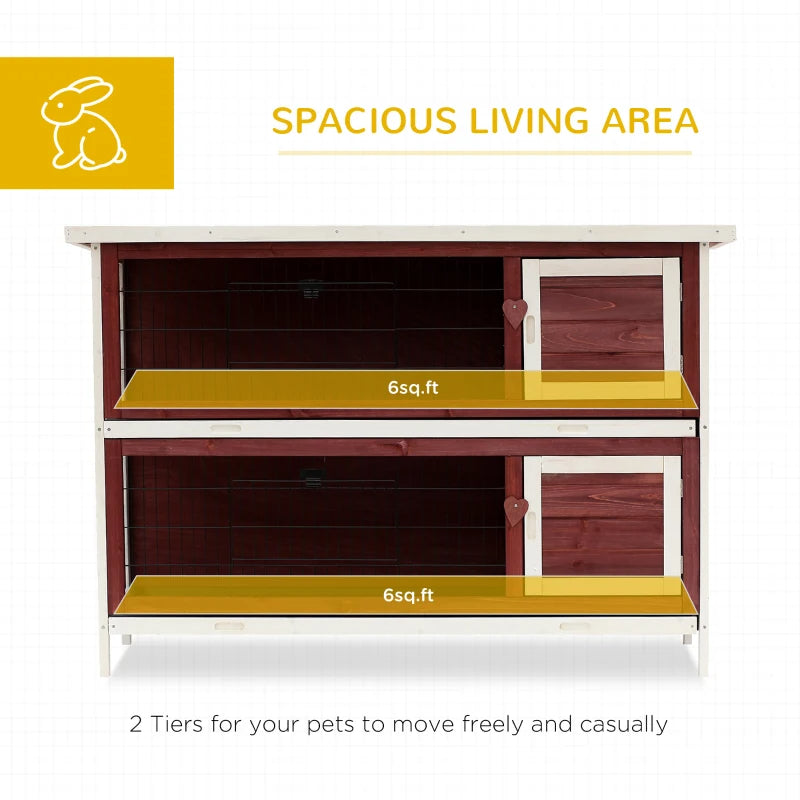 54 2-Story Large Rabbit Hutch Bunny Cage Pet House Small Animal Habitat With Lockable Doors
