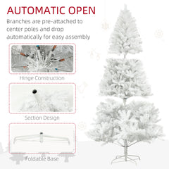 7.5ft Unlit Artificial White Christmas Tree, Holiday Décor with 1346 Branch Tips, Auto Open and Steel Base