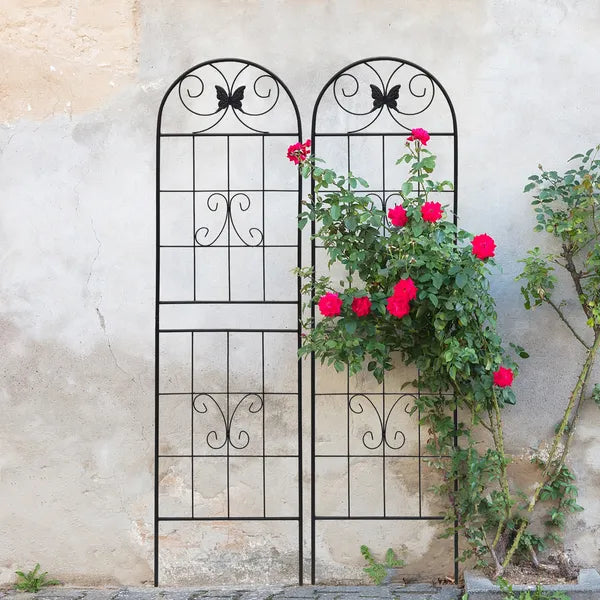 2 Pack Metal Garden Trellis 71" X 19.7" Rustproof Trellis For Climbing Plants Outdoor Flower Support Black