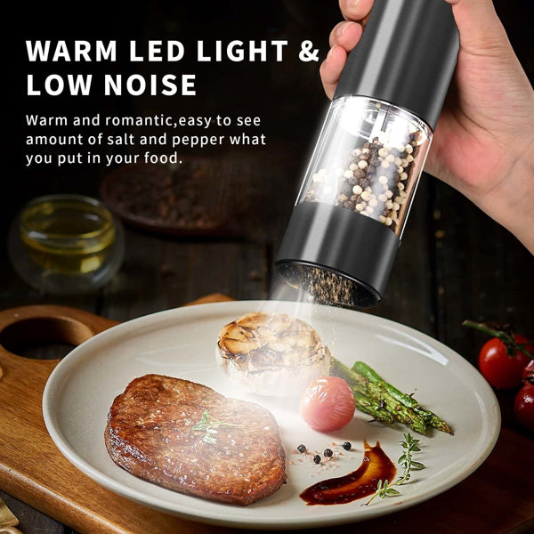 2 Sets Of Electric Salt And Pepper Grinders - Battery-powered, Adjustable For Grinding Fineness, Suitable For Home Kitchens, Made Of Durable Plastic (not Available On Walmart Platform)