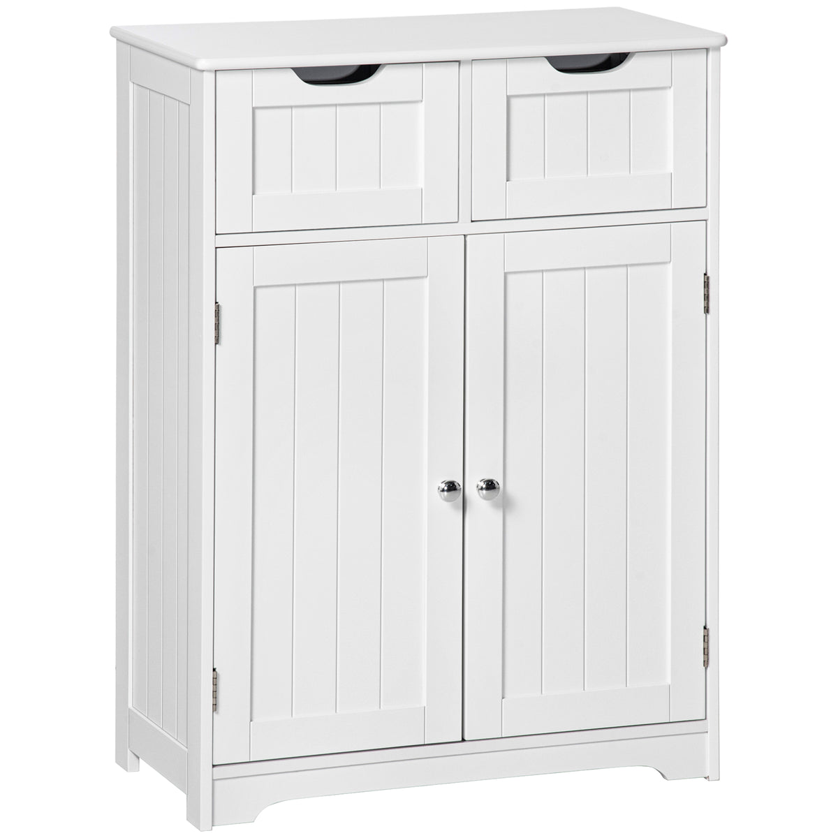 Freestanding Bathroom Storage Cabinet, Floor Cabinet with 2 Drawers, Adjustable Shelf, for Bathroom, Living Room or Entryway, White