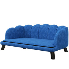 PawHut Pearl Design Pet Sofa For Medium And Large Sized Dogs, Pet Bed With Cushion And Solid Wood Legs, Dark Blue