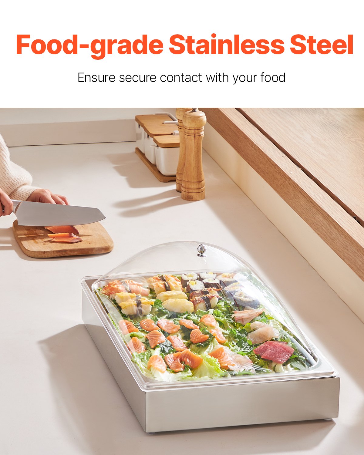 Countertop Food Serving Display Container Condiment Dispenser Tray With Lid