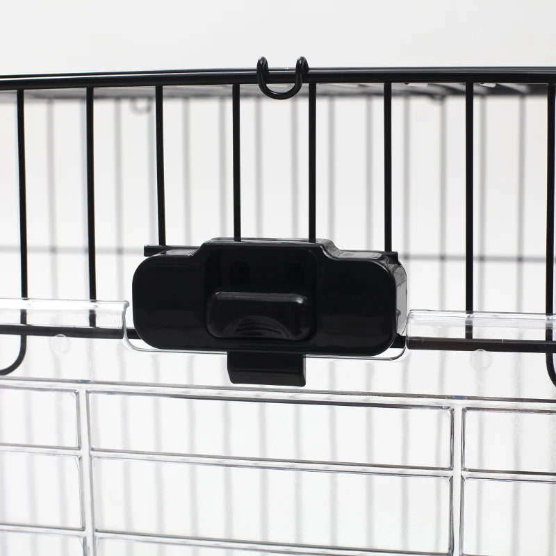 PawHut 2-Level Small Animal Cage Rabbit Hutch With Wheels, Removable Tray, Platform And Ramp For Bunny, Chinchillas, Ferret, Black