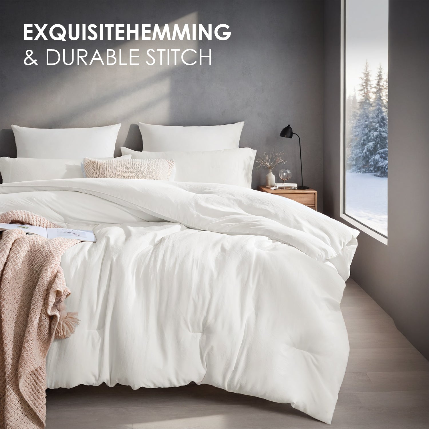 All-Season Oversized Solid Plump Duvet - Premium Durable Comforter With Enhanced Warmth. This Thick Winter Quilt Insert Provides Year-round Comfort, Making It An Ideal Christmas Gift For Daily Use.