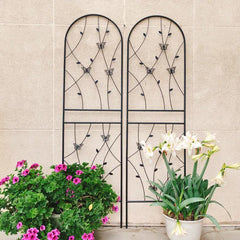 4 Pack Metal Garden Trellis 71" X 19.7" Rustproof Trellis For Climbing Plants Outdoor Flower Support Butterfly Deco Black