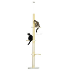 4-Tier Floor To Ceiling Cat Tree Height Adjustable 87 -103 Inch