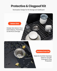 25 Inch Granite Kitchen Sink Top Mount Single Bowl Drop-In Basin For RV Bar