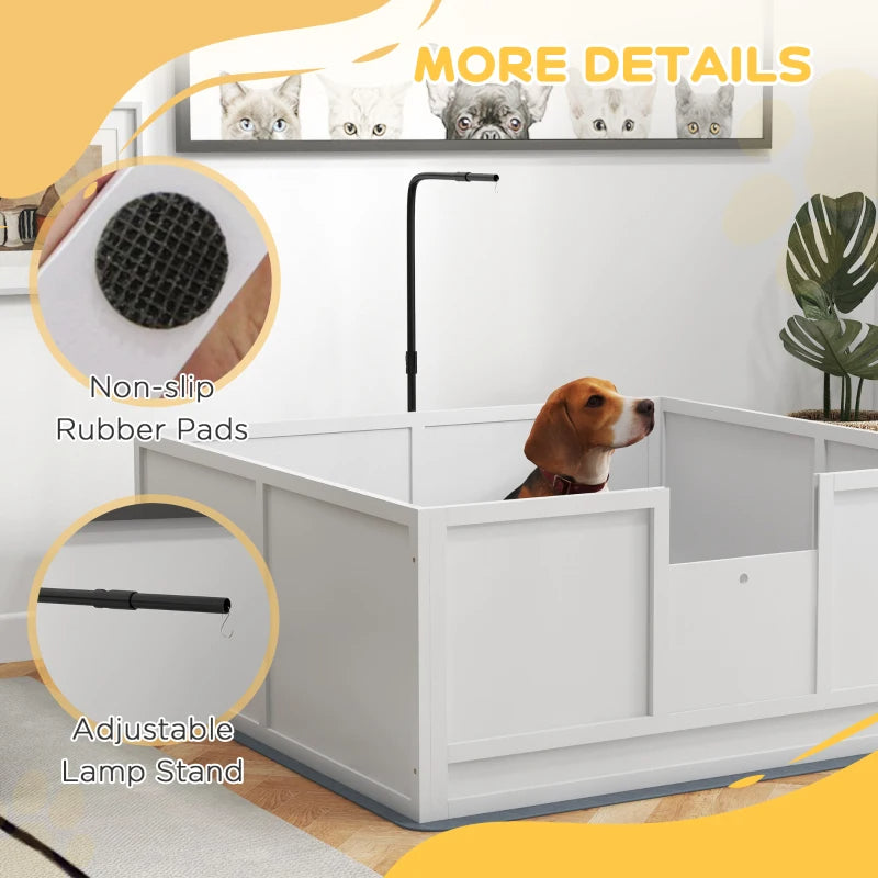 Box For Puppies With Pee Pad, Pig Rail, Adjustable Door For Small, Medium & Large Breed Dogs Birth