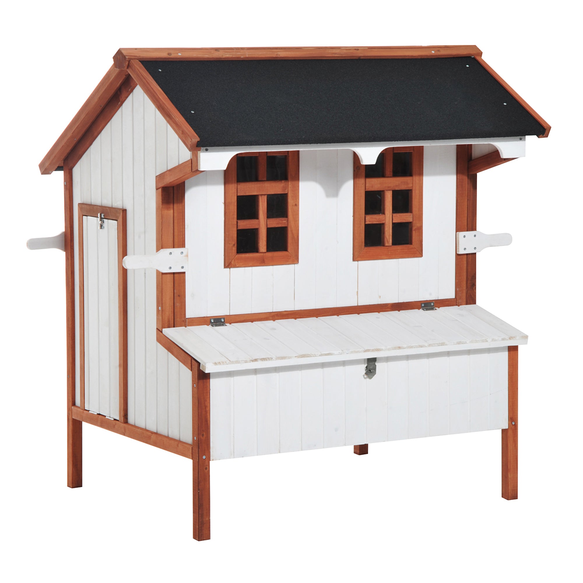 47" Chicken Coop Wooden Chicken House Rabbit Hutch Raised Poultry Cage Portable Hen Pen Backyard with Nesting Box and Handles