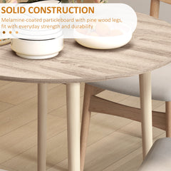 Folding Dining Table, Round Drop Leaf Kitchen Table for Small Spaces with Wood Legs, Oak Color