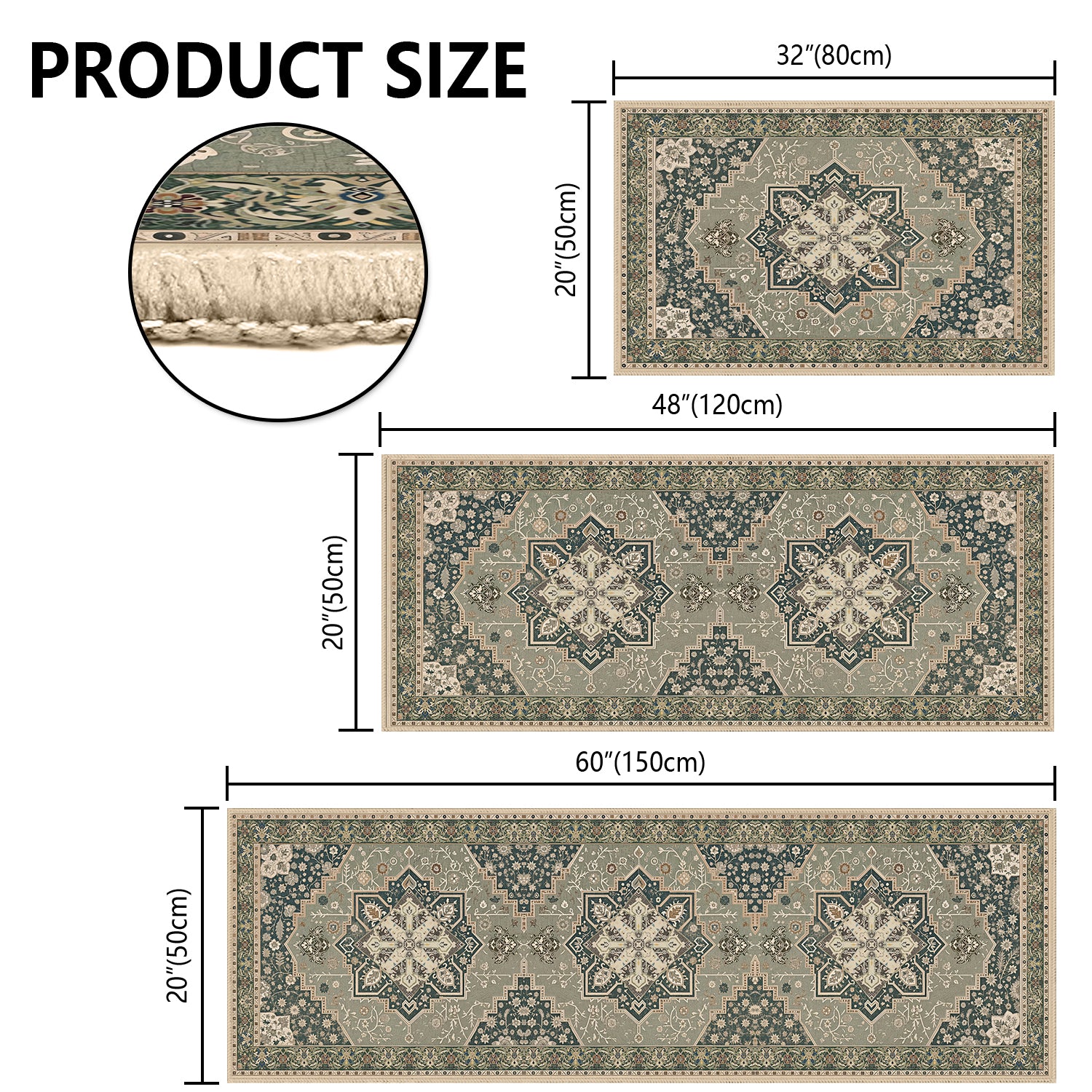 Boho Kitchen Rug Mat Sets 3 Piece, Farmhouse Non Slip Kitchen Rug Runner, Washable Non Skid Kitchen Rugs, Bohemian Kitchen Floor Mat For Entryway Laundry Room