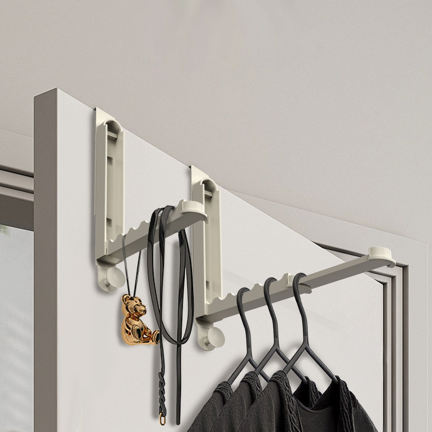 2Pcs Over The Door Hanger Hooks For Clothes Foldable Clothes Drying Rack For Laundry Coats Towels Portable Clothing Hanger Hook For 1.81In Thickness Door Maximum