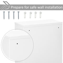 Steel Wall Mount Medicine Cabinet 3 Tier Emergency Box for Bathroom Kitchen, Lockable with 2 Keys - White