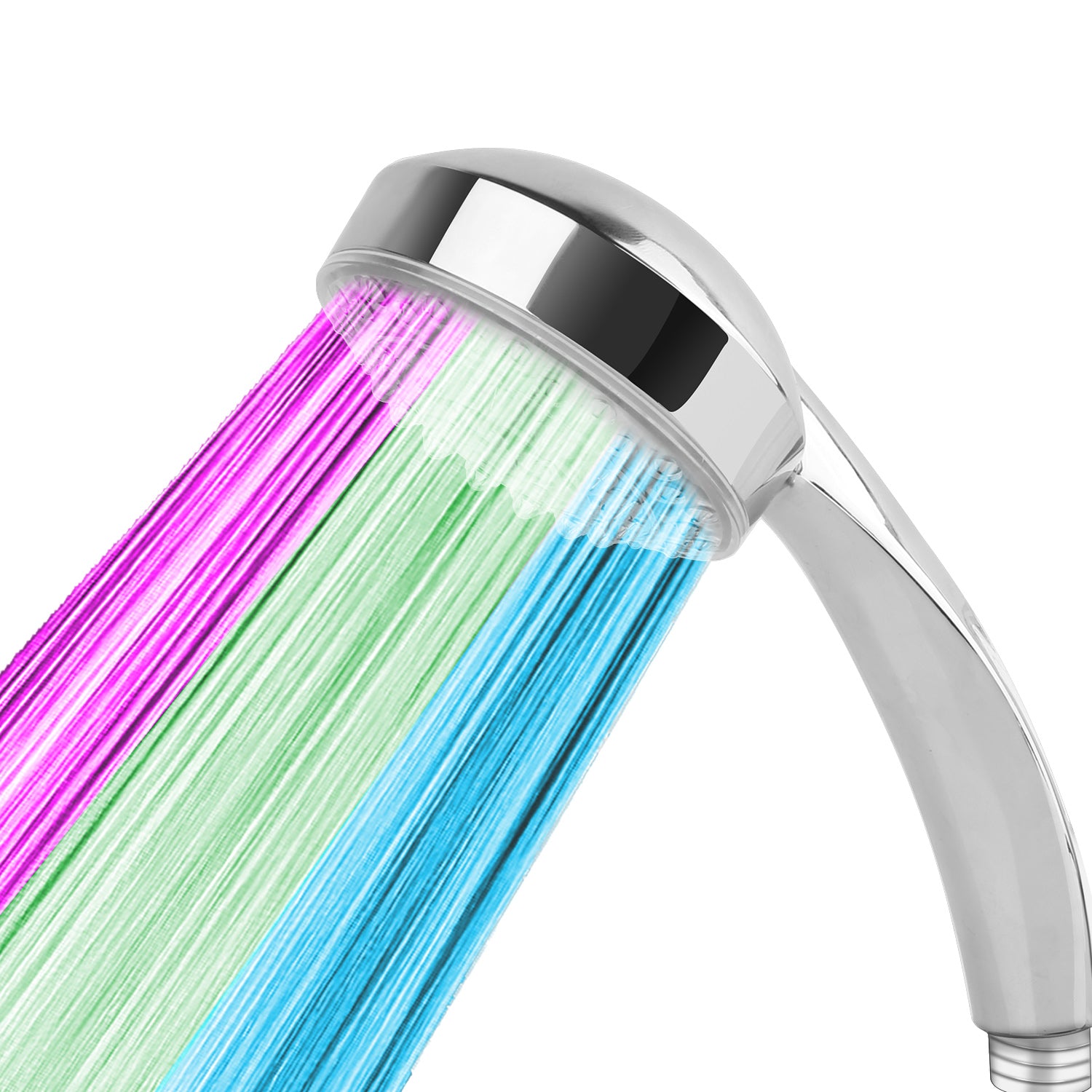 1Pc LED Shower Head Handheld Color-Changing Automatically Hydropower Without Batteries