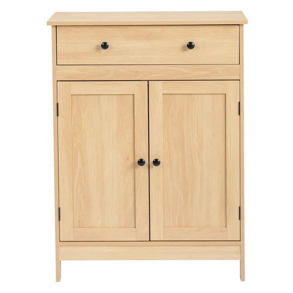 Natural Wood Color, Particleboard With Melamine Veneer, 60*30*80cm, Double Doors, Single Drawer, Bathroom Vanity
