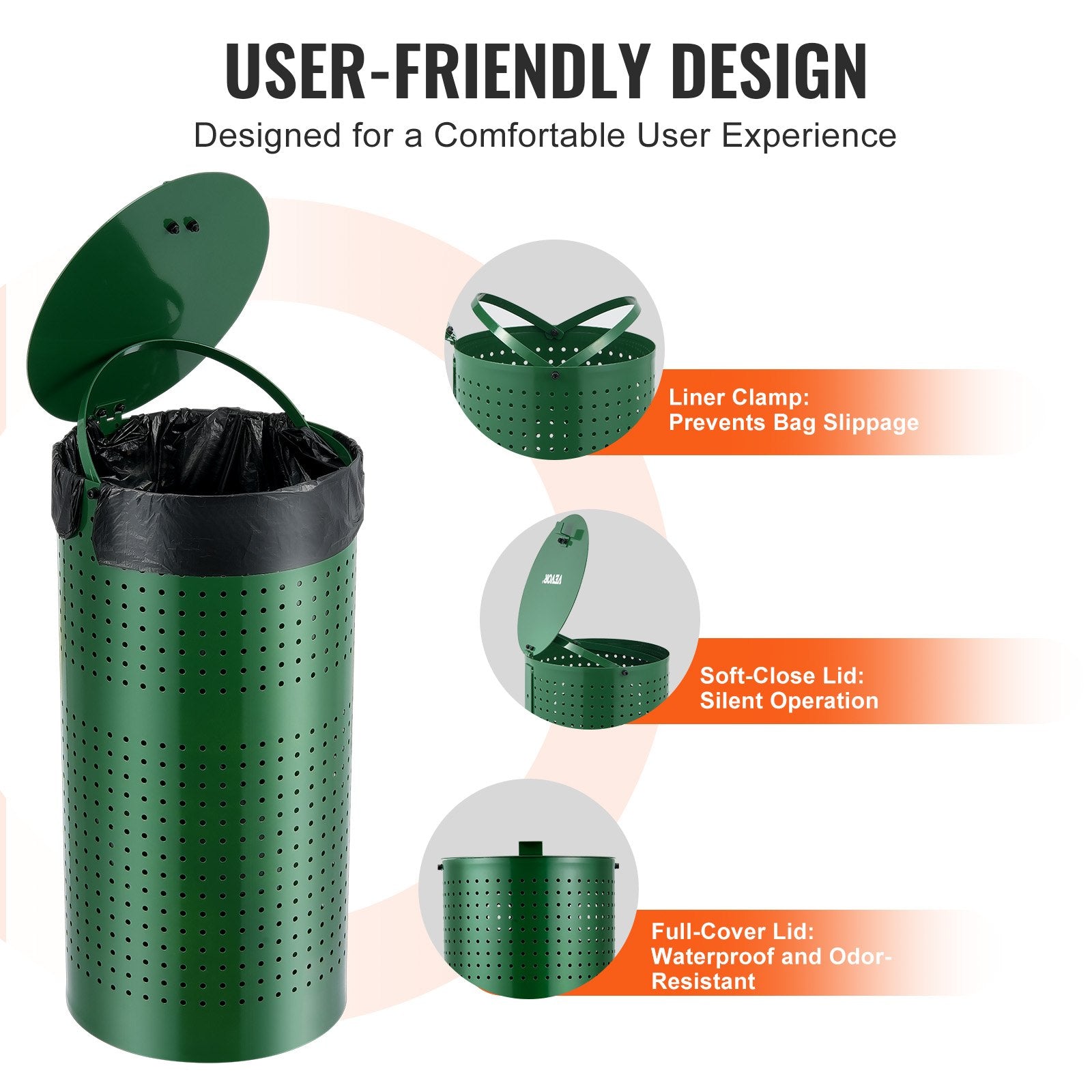 Dog Poop Trash Can 11.5 Gallons Weather-Resistant Dog Waste Bin With Lid